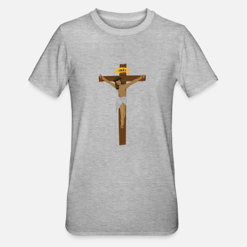 Crocifisso - Maglietta unisex, mix cotone e poliestere - grigio melange