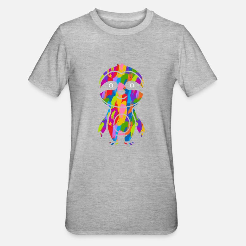 Faultier Bunt - Unisex Polycotton T-Shirt - Grau meliert
