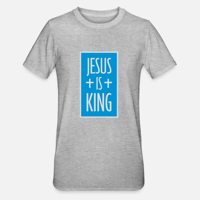 Citation de Jésus est roi - T-shirt polycoton Unisexe - gris chiné