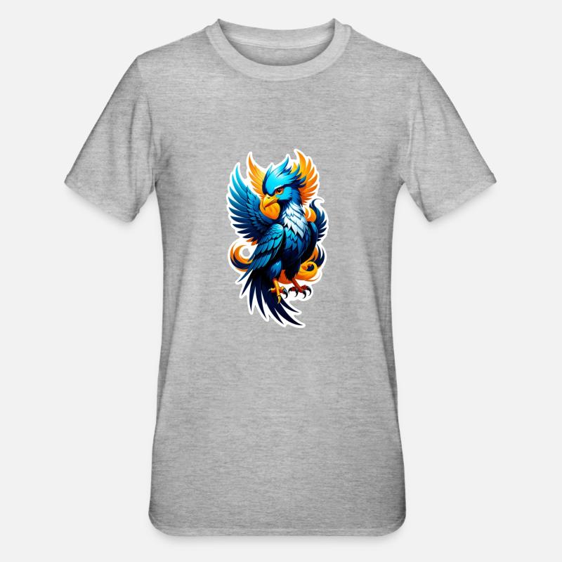 Phönix - Phönix - Feuervogel - Unisex Polycotton T-Shirt - Grau meliert