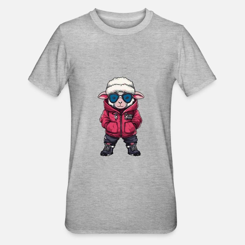 Bande dessinée cool de mouton - T-shirt polycoton Unisexe - gris chiné