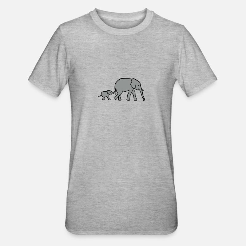 Elefant, Elefanten - Unisex Polycotton T-Shirt - Grau meliert