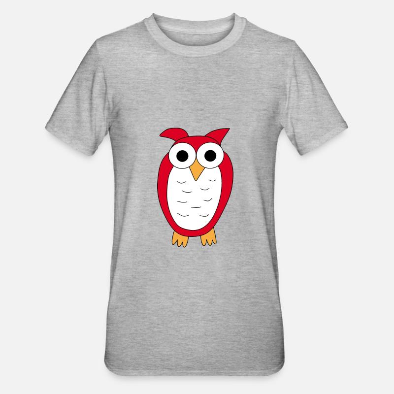 Eule rote Eule - Unisex Polycotton T-Shirt - Grau meliert