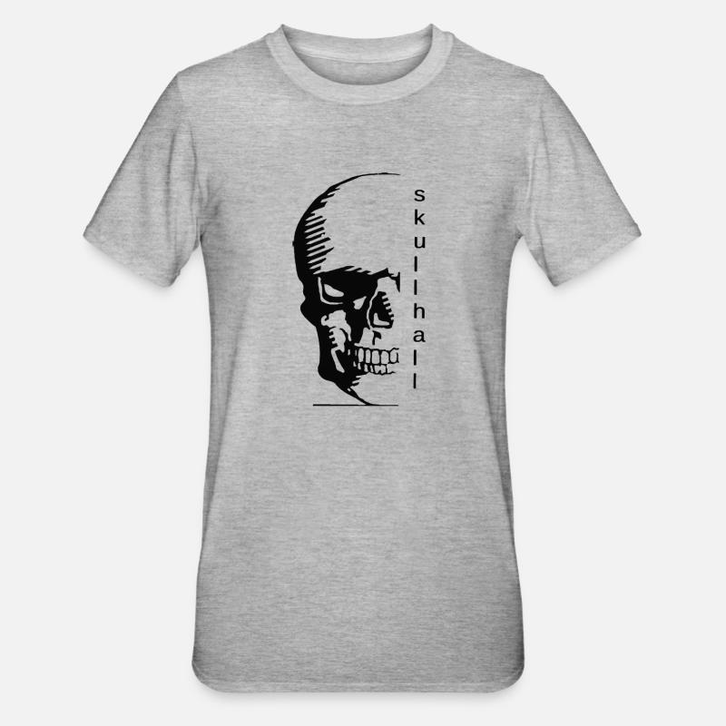 skullhall half Transp - Unisex Polycotton T-Shirt - Grau meliert