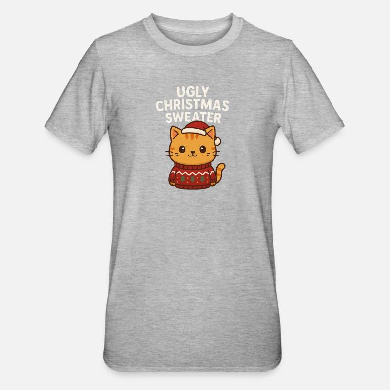 Pull de Noël moche pour chat - T-shirt polycoton Unisexe - gris chiné
