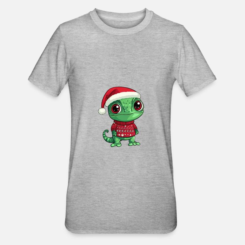 Chameleon Christmas Comic - Unisex Polycotton T-Shirt - heather grey