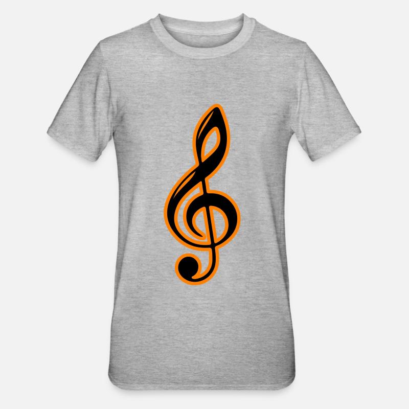 Clé de symbole de notes de musique - T-shirt polycoton Unisexe - gris chiné