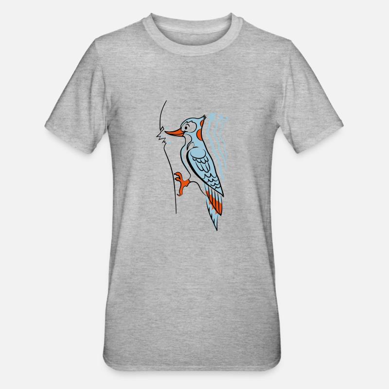 Specht hackt rum - Unisex Polycotton T-Shirt - Grau meliert