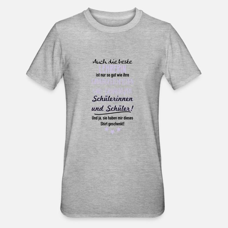 Beste Lehrerin Shirt - Unisex Polycotton T-Shirt - Grau meliert