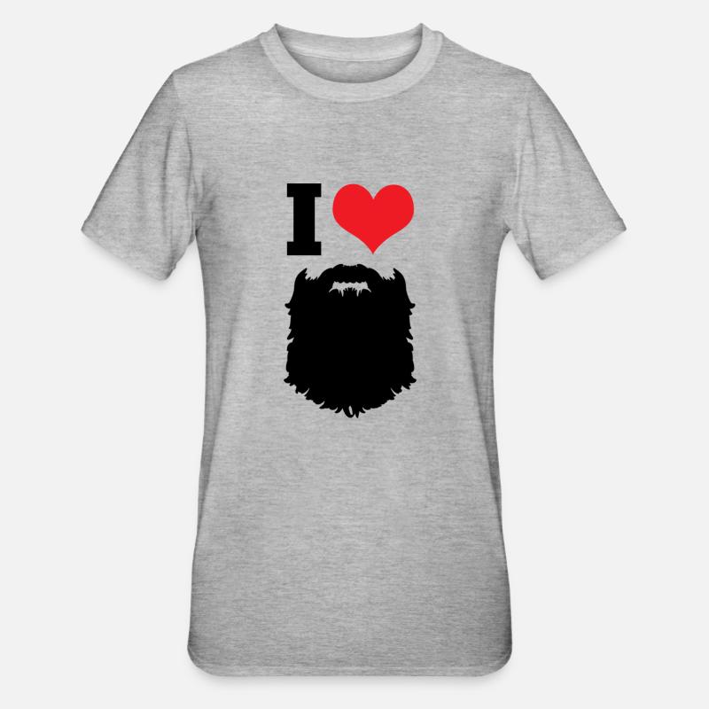 I Love Beards - T-shirt polycoton Unisexe - gris chiné