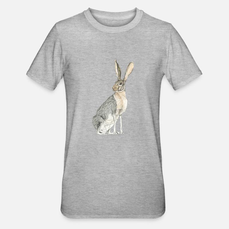 Rabbit with long spoons - Unisex Polycotton T-Shirt - heather grey