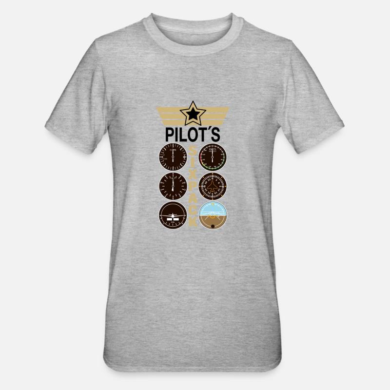 Pilot Flyer SixPack - Unisex Polycotton T-Shirt - heather grey