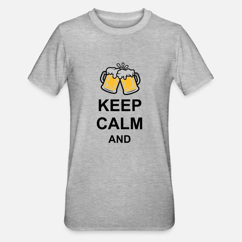Keep Calm Bier Text - Unisex Polycotton T-Shirt - Grau meliert