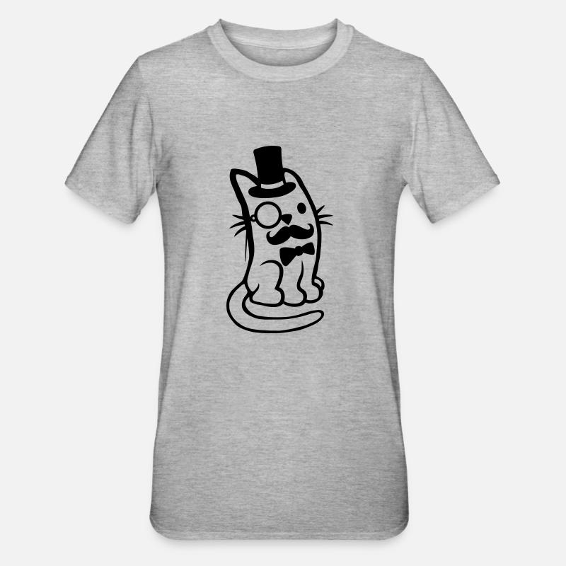 Herr Katze Bart Mann - Unisex Polycotton T-Shirt - Grau meliert