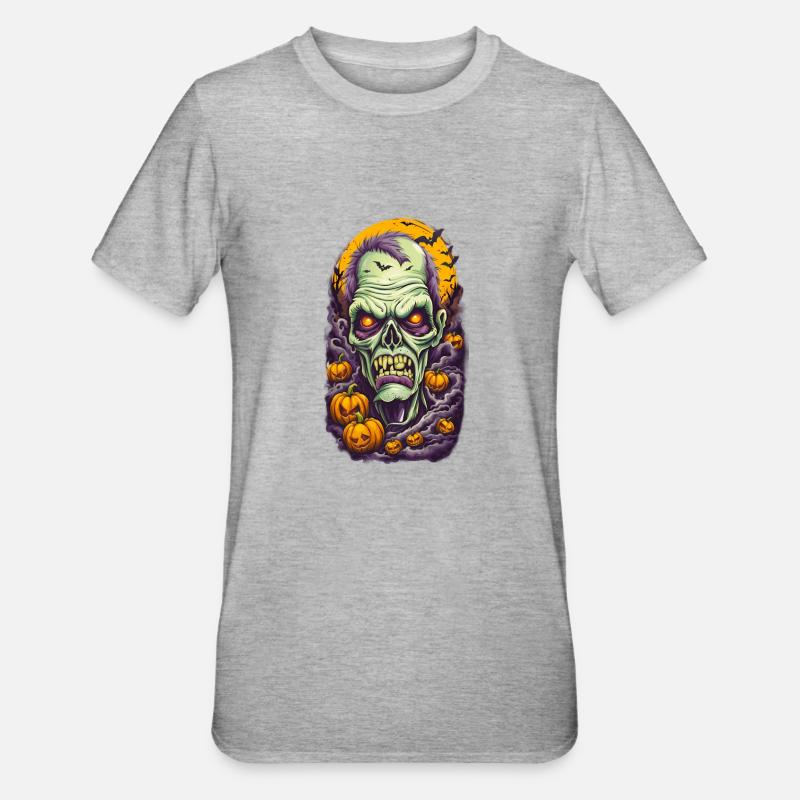 Halloween Zombie - Unisex Polycotton T-Shirt - Grau meliert