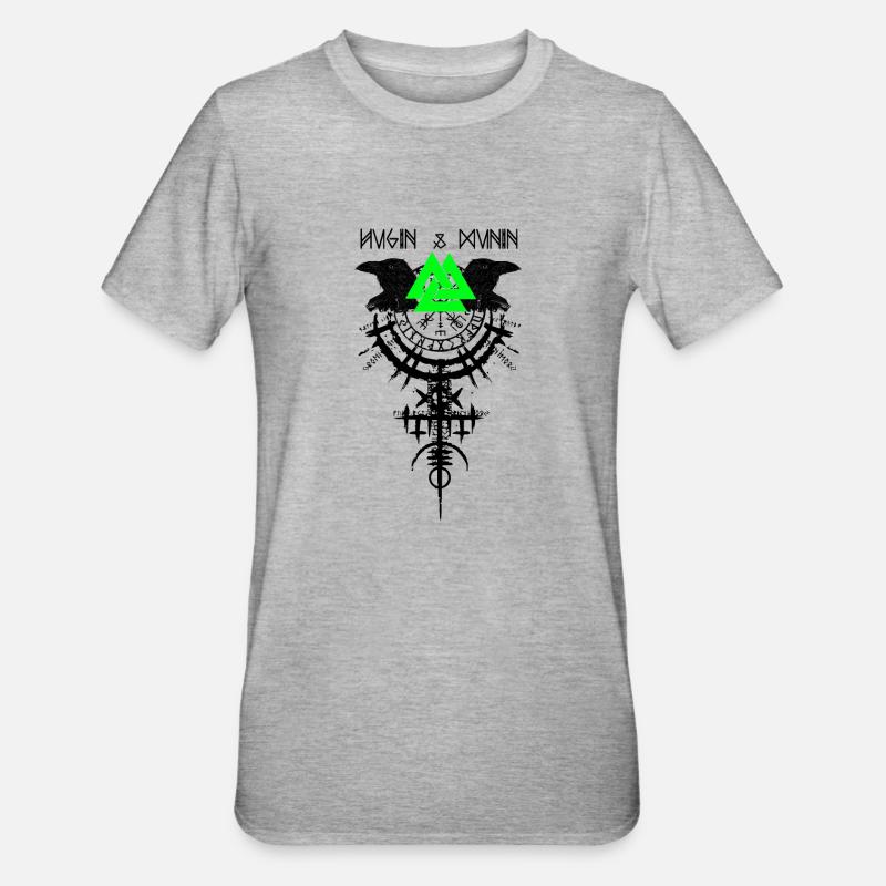 Hugin et Munin Ravens Vikings et Celtes d’Odin - T-shirt polycoton Unisexe - gris chiné