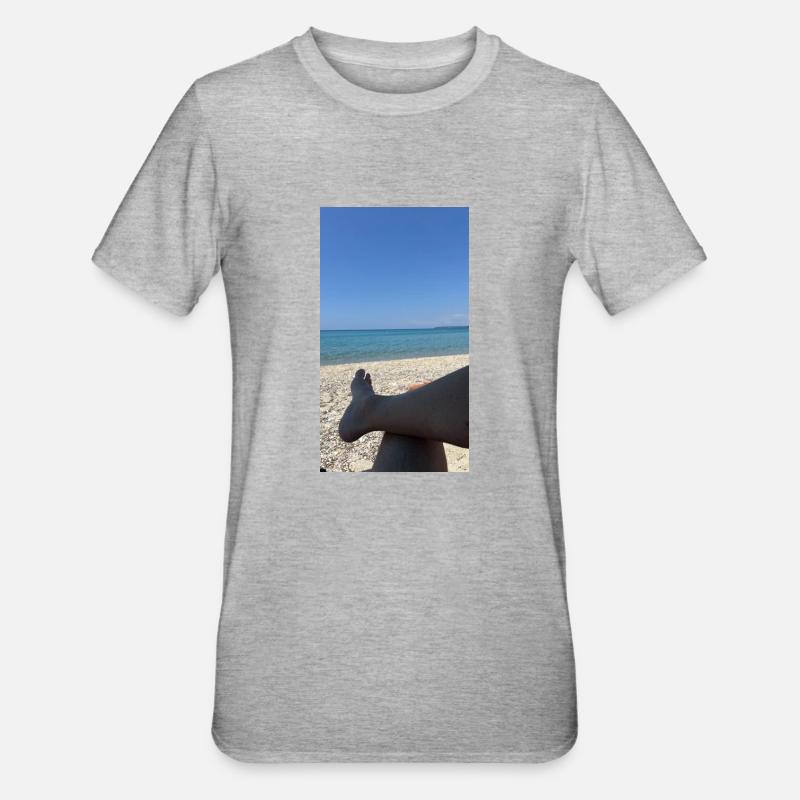 La Grèce sur la plage - T-shirt polycoton Unisexe - gris chiné