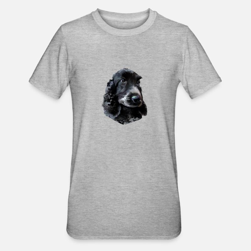 Chien Cocker Spaniel - T-shirt polycoton Unisexe - gris chiné