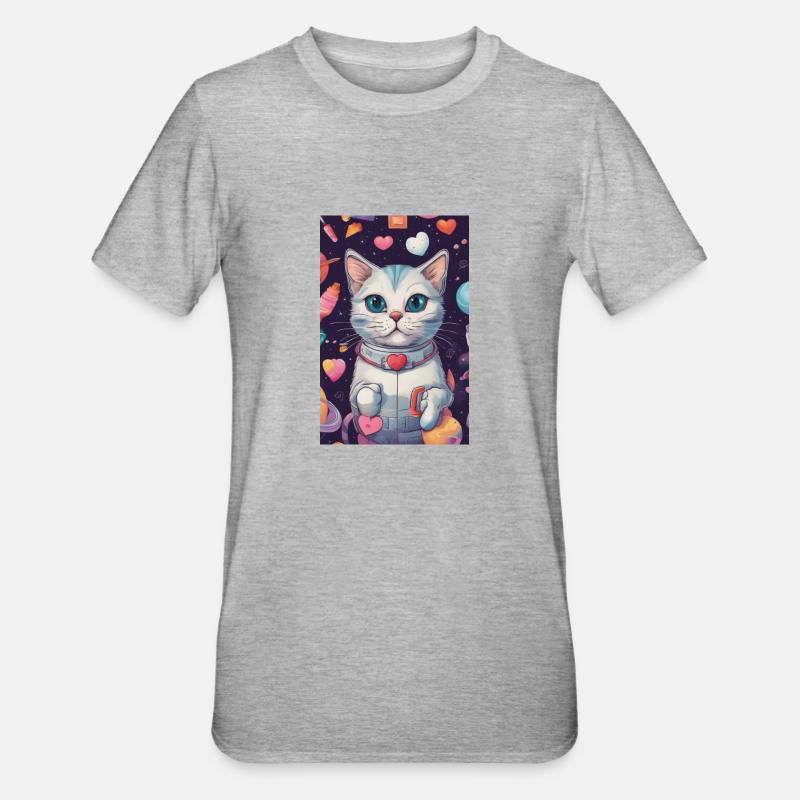 Chat dans l’espace Vol.10 - T-shirt polycoton Unisexe - gris chiné