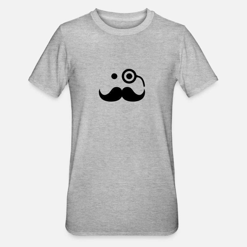 Smiley Mustache - T-shirt polycoton Unisexe - gris chiné