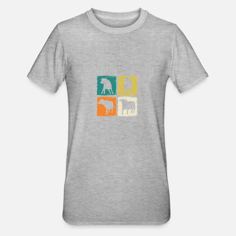 Bovins de buffle Bœufs - T-shirt polycoton Unisexe - gris chiné
