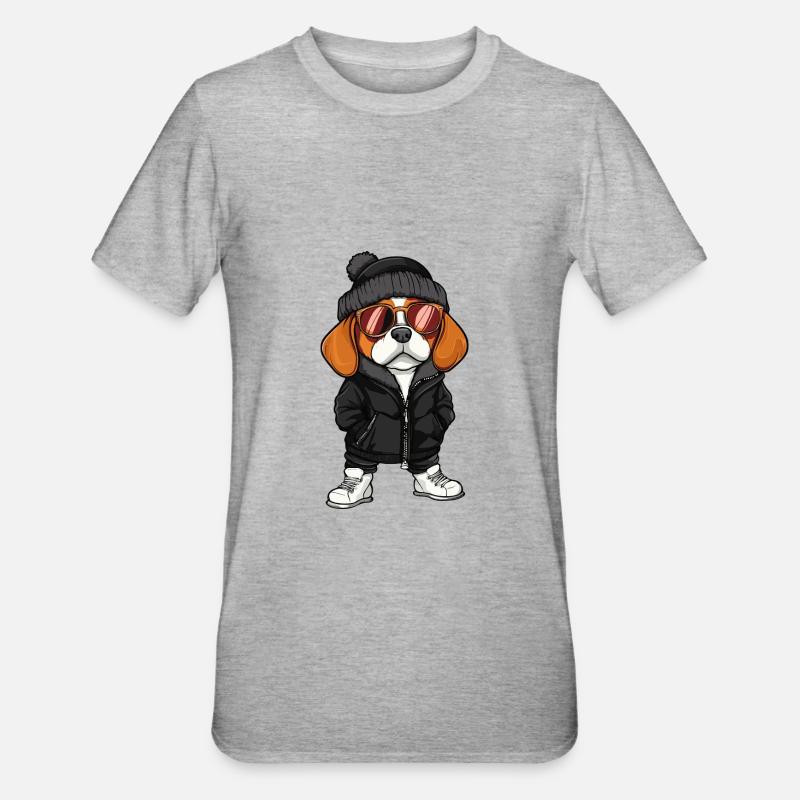 Beagle Hund Cool Comic - Unisex Polycotton T-Shirt - Grau meliert