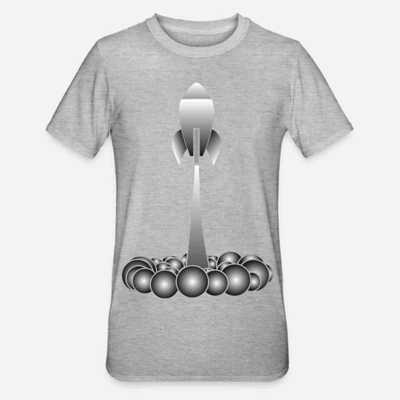 Rakete rocket - Unisex Polycotton T-Shirt - Grau meliert