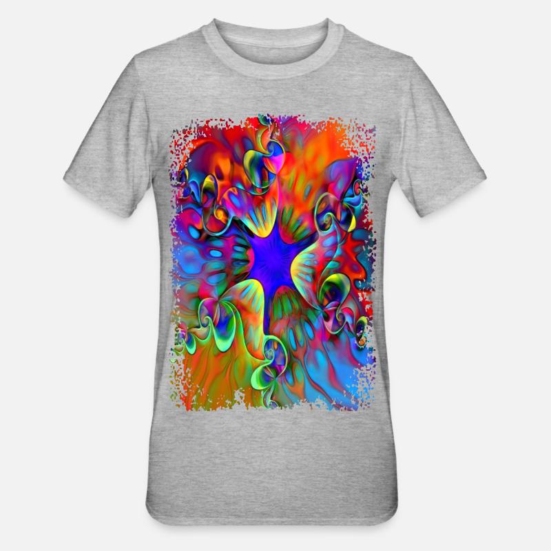 psychedelic power flower - Unisex Polycotton T-Shirt - Grau meliert