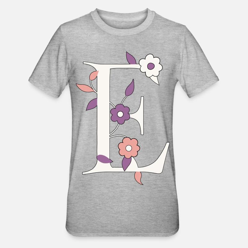 Letter E Monogram Retro - Unisex Polycotton T-Shirt - heather grey