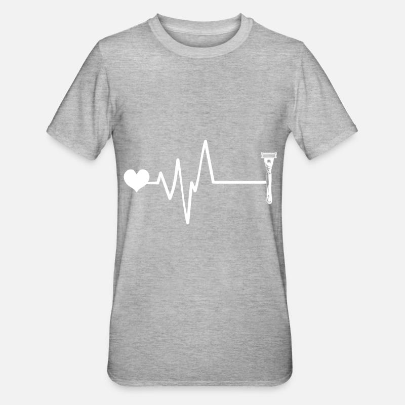 Rasierklinge Puls Herz Liebe - Unisex Polycotton T-Shirt - Grau meliert