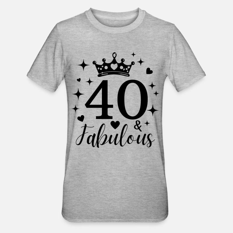 40e anniversaire. Fabuleux 40 - T-shirt polycoton Unisexe - gris chiné