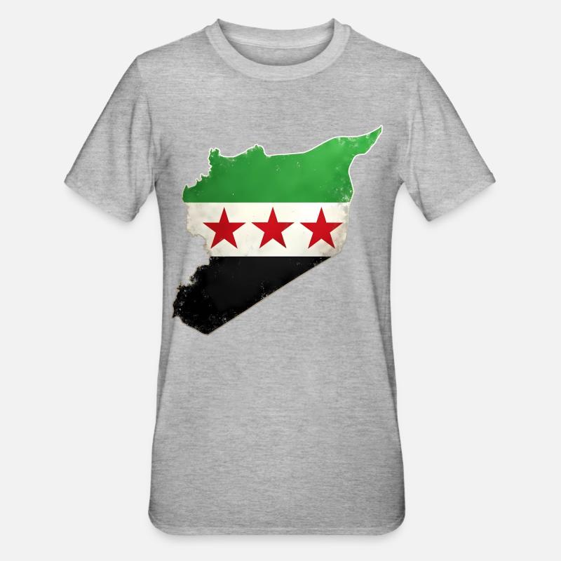 Drapeau de la Syrie libre - T-shirt polycoton Unisexe - gris chiné