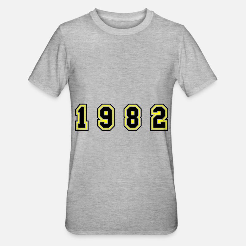 1982 Jahr Zahl - Unisex Polycotton T-Shirt - Grau meliert