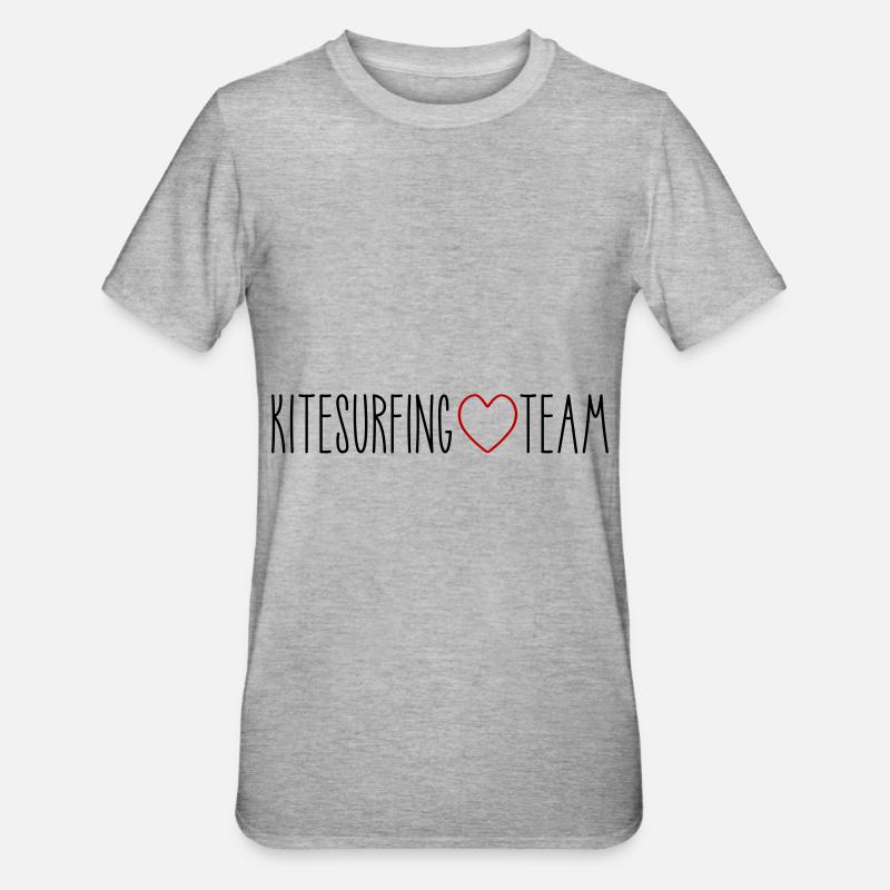 L’équipe de kitesurf Heart - T-shirt polycoton Unisexe - gris chiné