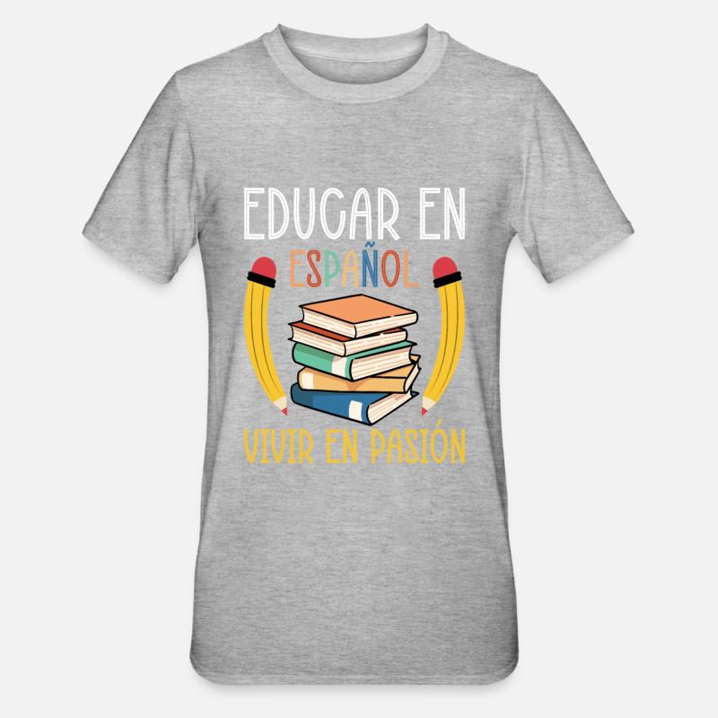 Professeur d’espagnol Maestra Professeur bilingue - T-shirt polycoton Unisexe - gris chiné
