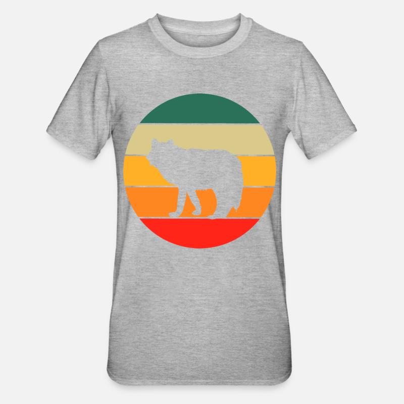 Retro Wolf - Unisex Polycotton T-Shirt - Grau meliert