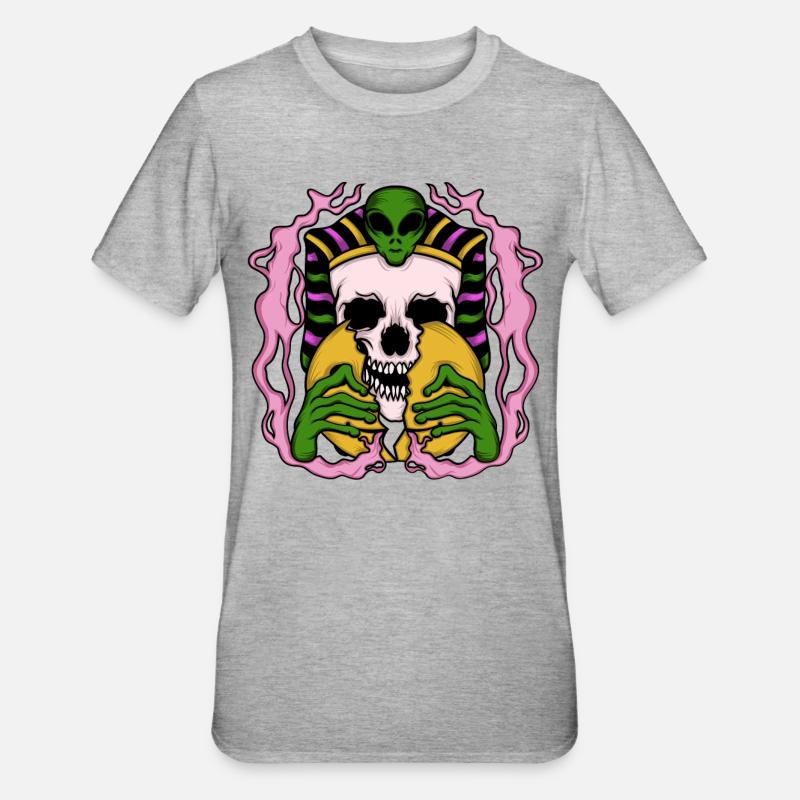 Alien Anubis Skull Egypt Tshirt - T-shirt polycoton Unisexe - gris chiné