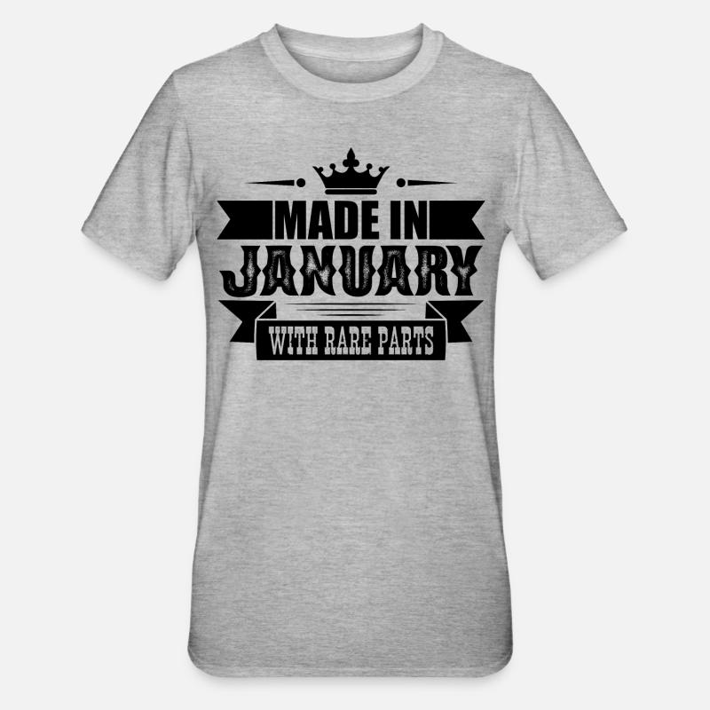 Janvier anniversaire. cadeau d'anniveraire janvier - T-shirt polycoton Unisexe - gris chiné
