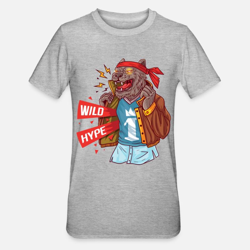 Loup avec les attributs actuels de la masculinité - T-shirt polycoton Unisexe - gris chiné