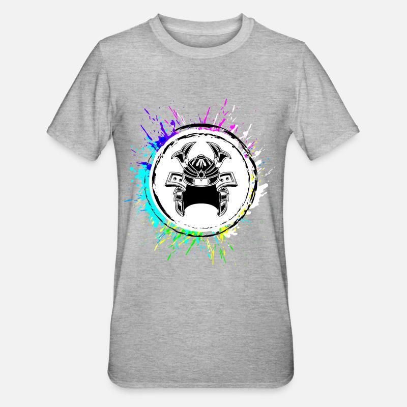 Samurai Helm - Unisex Polycotton T-Shirt - Grau meliert