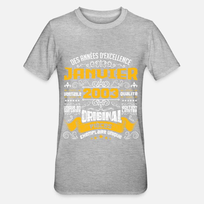 JANVIER 2003 | ORIGINAL PIÈCES - T-shirt polycoton Unisexe - gris chiné