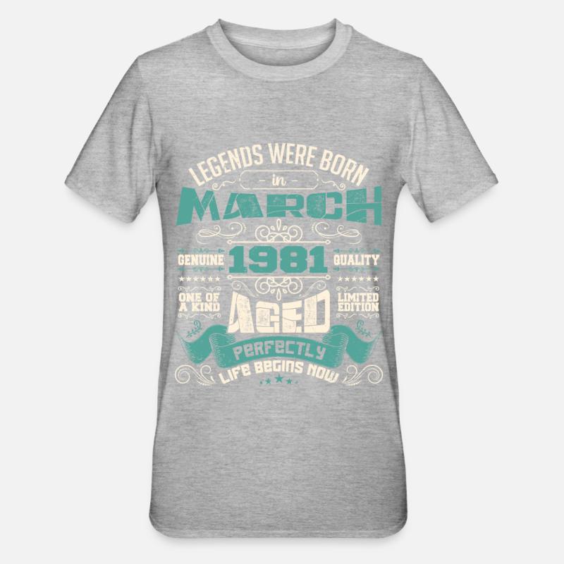 March 1981 | birthday gift - T-shirt polycoton Unisexe - gris chiné