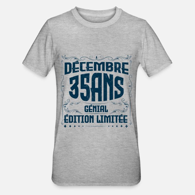 DÉCEMBRE 35 Ans | Édition limitée - T-shirt polycoton Unisexe - gris chiné