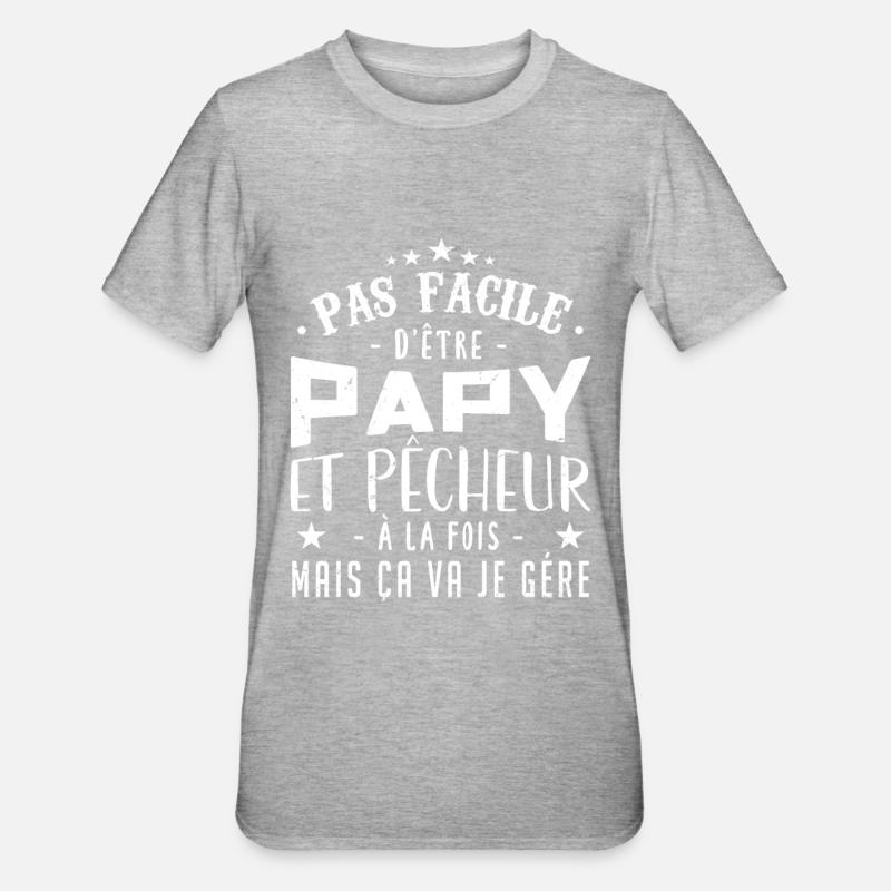 Papy Pêcheur - T-shirt polycoton Unisexe - gris chiné