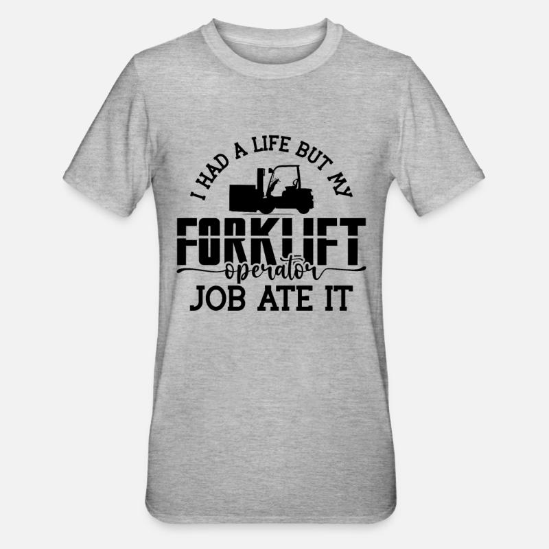 Stapler Staplerfahrer Gabelstapler Geschenkidee - Unisex Polycotton T-Shirt - Grau meliert