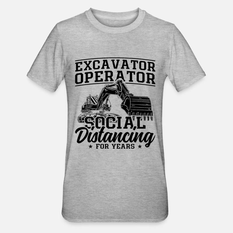 Baggern Bauarbeiter Baggerfahrer Geschenkidee - Unisex Polycotton T-Shirt - Grau meliert