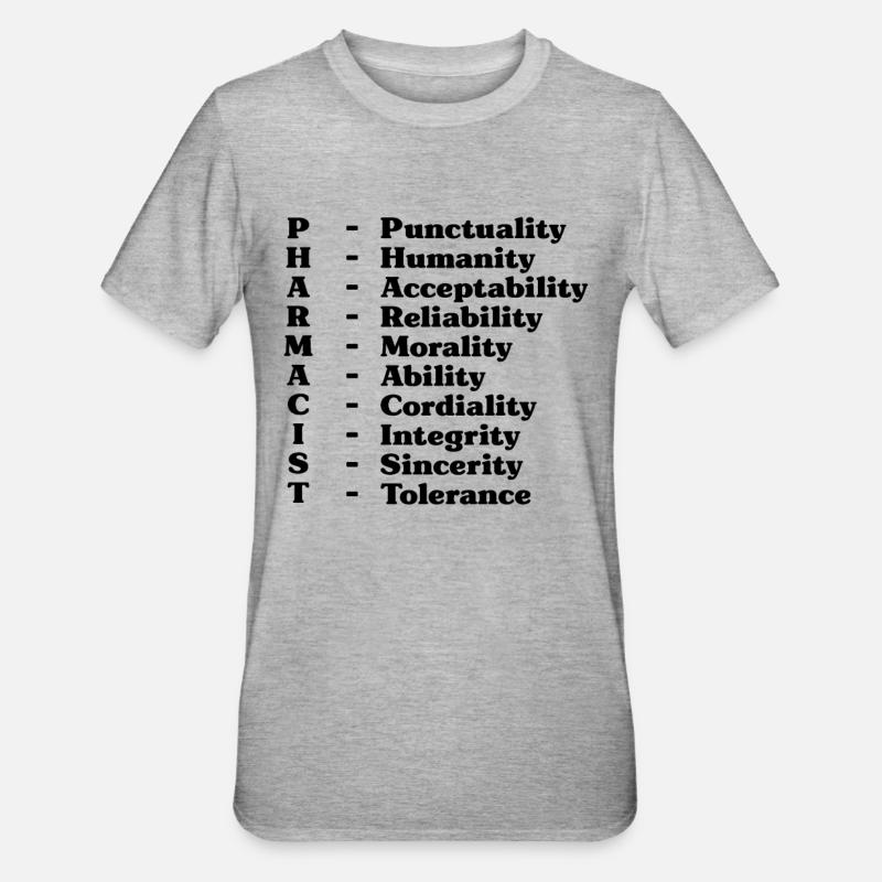 Pharmacist Punctuality Loves Medication Pharmacist - Unisex Polycotton T-Shirt - heather grey