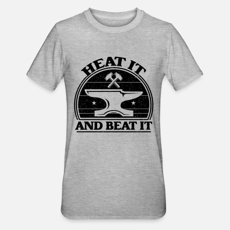 Chauffez-le et battez Forger des enclumes rétro forgerons - T-shirt polycoton Unisexe - gris chiné