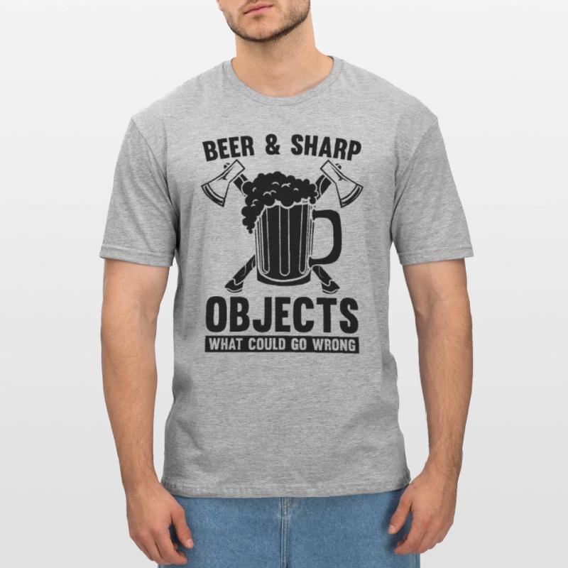 Beer & Sharp Objects Hatchet Throwing Axe Thrower Unisex Polycotton T-Shirt