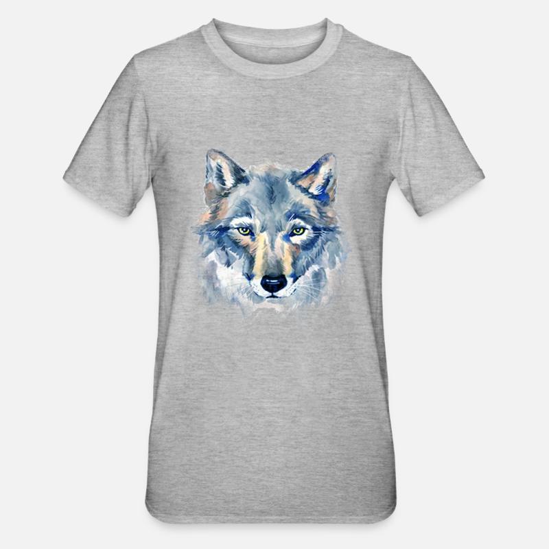 Kunst Wolf - Unisex Polycotton T-Shirt - Grau meliert